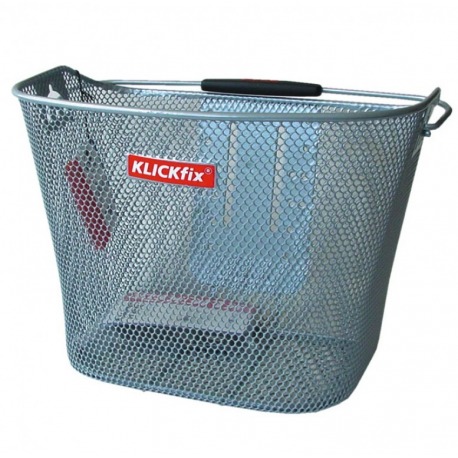 Panier DR, Klickfix, maille étroite argentée, sans adaptateur, 16 litres