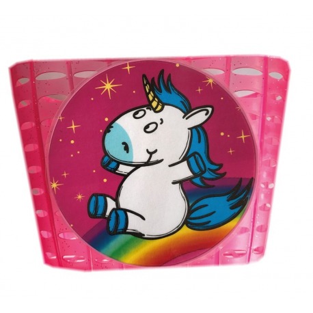 Panier de guidon licorne en plastique, motifs roses, B195xH105xT150