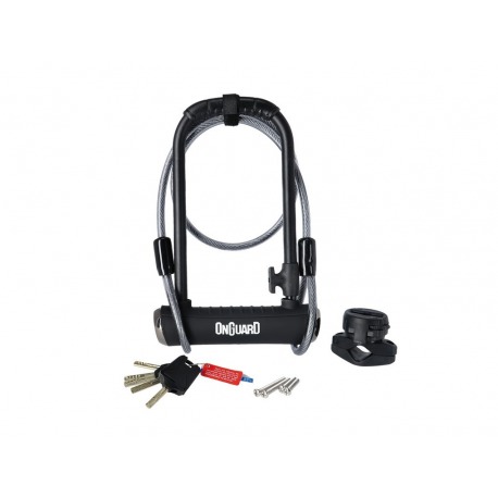 Antivol U Onguard Pitbull DT 8005X 115 x 230mm, Ø 14mm, avec câble et support