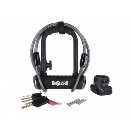 Antivol U Onguard Pitbull MiniDT8008X 90 x 140mm, Ø 14mm, avec Seil et support