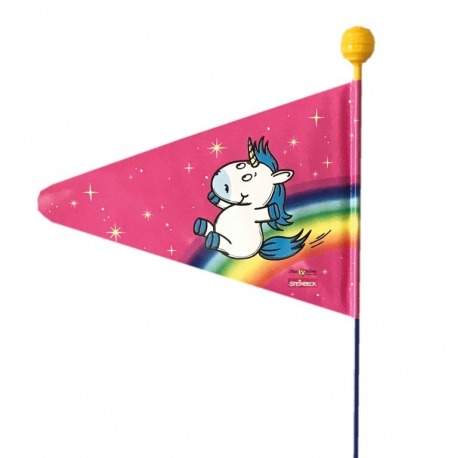 Bannière licorne double face, divisible, rose avec motifs