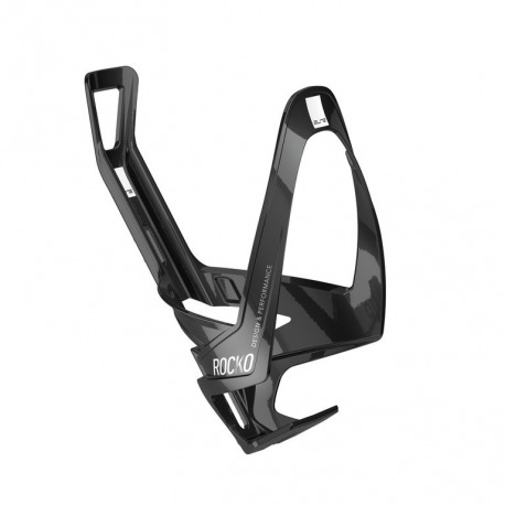 Porte-bidon Elite Rocko en carbone, noir brillant/blanc
