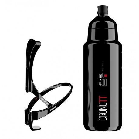 Porte-bidon et porte-bidon Elite Crono TT, porte-bidon en carbone noir, Aerobottle 400 ml