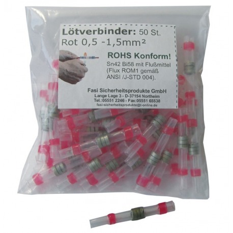 Connecteur à souder, par ex. sac en plastique de câble de lumière rouge avec 50 unités