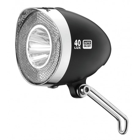 Phare XLC Retro LED avec interrupteur réflecteur dynamo 40Lux, pos. se sentir