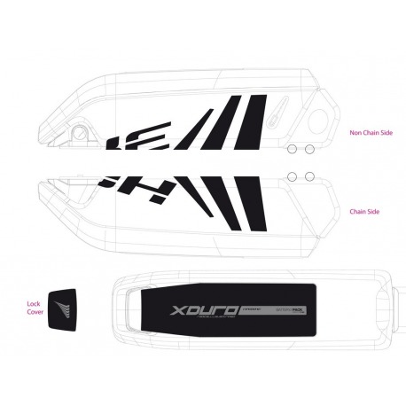 Autocollant E-Bike Xduro pour batterie 2014, noir + gris foncé