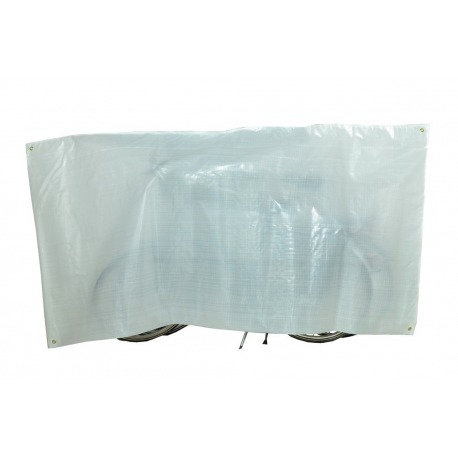 Housse de protection Duo VK pour 2 vélos 130 x 250cm, blanche, avec oeillets