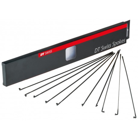 Rayons plats DT Aerolite 2.0x0.9x286mm boite 20u. nego, niro, sans embouchure