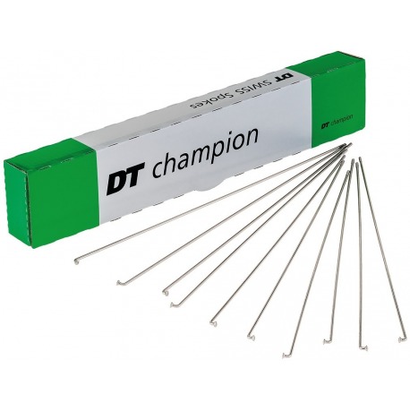 Rayons DT Swiss Champion M 2x276mm boîte 100 u., argent, Niro, sans mamelon
