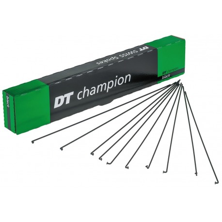 Rayons DT Swiss Champion M 2x290mm boîte 100 un., nego, Niro, sans mamelon