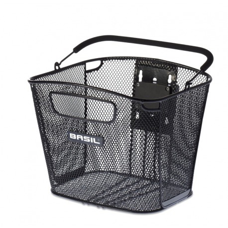 Panier avant Basil Bold KF 28x34x27cm, noir, maille étroite+support