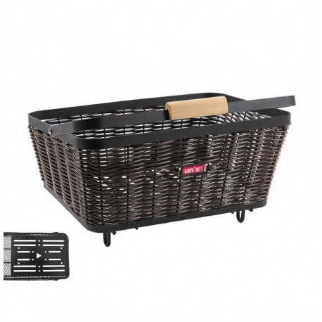 Panier arrière Un`x Beato Universal 40x30x18cm, noir/marron, tissé