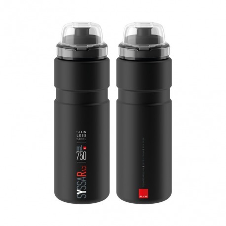 Bidon Elite Syssa Race 750ml, noir mat, acier inoxydable