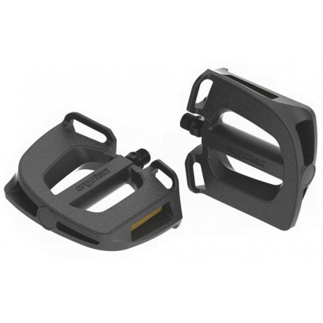 Pédale en plastique noir Ergotec EP-2, 9/16", avec réflecteurs