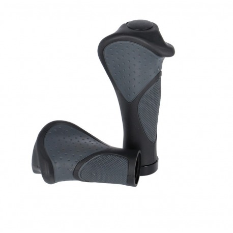 VTT-ATB Ergotec Frisco 2 poignées kraton/alu., 140/95mm la paire noir/gris