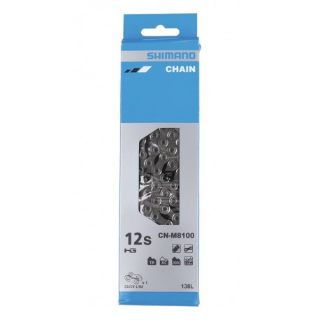 Chaîne Shimano M 8100 138 maillons 12 v. VTT/ROUTE/E-BIKE