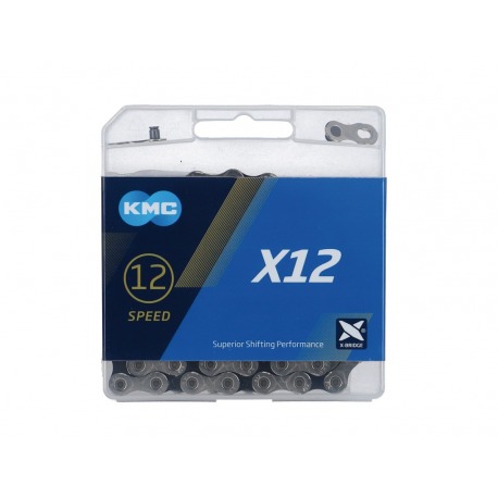 Chaîne KMC X12 argent/noir 1/2" x 11/128" 126 maillons 12-v.