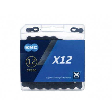 Chaîne KMC X12 Black Tech 1/2" x 11/128" 126 maillons 12-v.