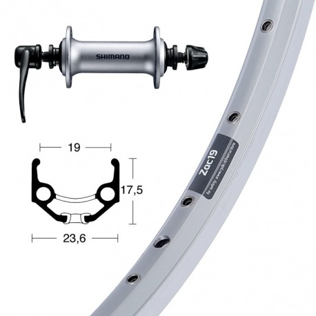 Roue Avant 28x1.75 Acera T3000 Argent QR 36L Ryde Zac 19 Rayons Niro Argent