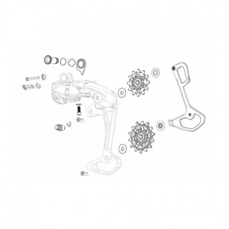 Cage intérieure pour dérailleur SramX01Eagle 52d 11.7518.098.003,rouge,avec vis