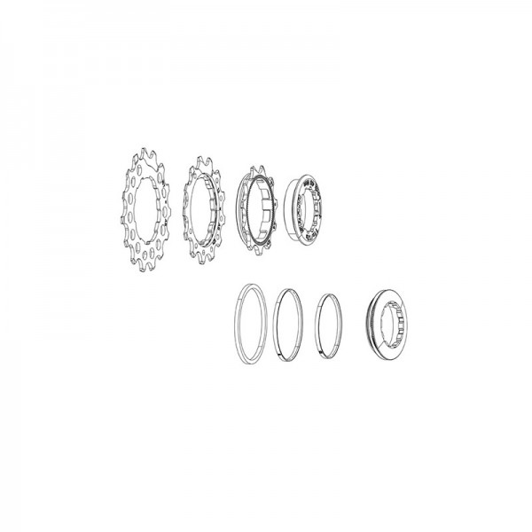 Jeu d'entretoises pour pignon PG-1210/1230 11-13-15 dents, bague de blocage incl. Jeu d'entretoises pour pignon PG-1210/1230 11-13-15 dents, bague de blocage incl.