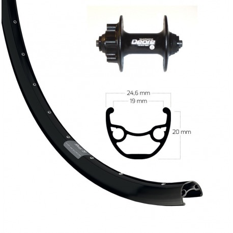 Roue avant 29" Deore 6-a. noir SSP 32a. Ryde Zac 2000 Disc noir rayons Niro(ne)