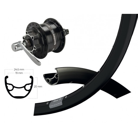 Roue avant 29" DH3D32 black QR 32 ag. Ryde Rival 19 Disc neg. Rayons Niro(ne.)