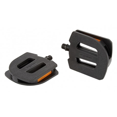 Pédale en plastique noir Ergotec EP-S, 9/16", avec réflecteurs