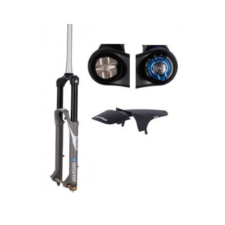Fourche SR SR SF21 DUROLUX36 EQ BOOST R2C2 27.5" grise TEAM taper AHead 15mm 180mm