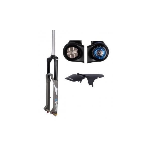 Fourche SR SR SF21 DUROLUX36 EQ BOOST R2C2 27.5" grise TEAM taper AHead 15mm 180mm
