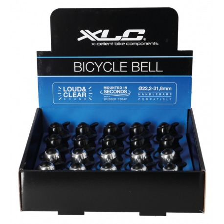 XLC Bell display DD-M07 Ø 22,2-31,8mm, 10 noir/10 argent