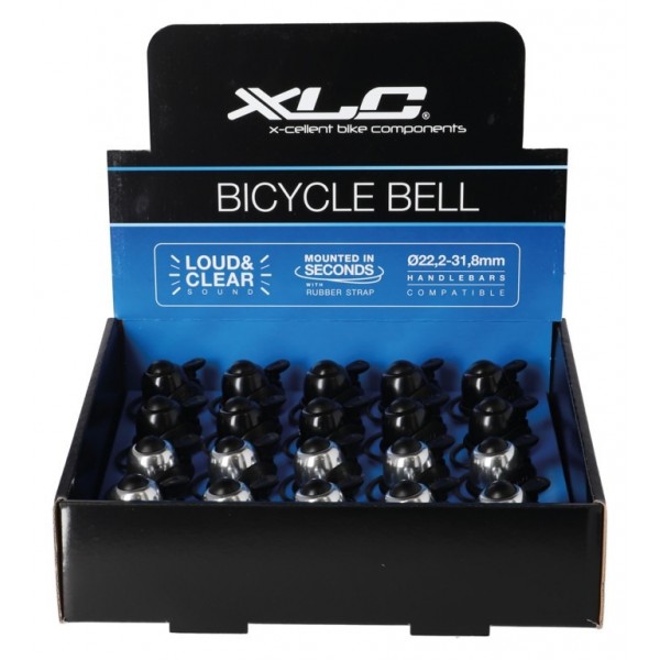 XLC Bell display DD-M07 Ø 22,2-31,8mm, 10 noir/10 argent
