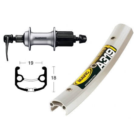 Roue arrière 28x1.75AceraT3000 cass.8 s.QR36L Mavic A319 silv.Niro rayonsDD
