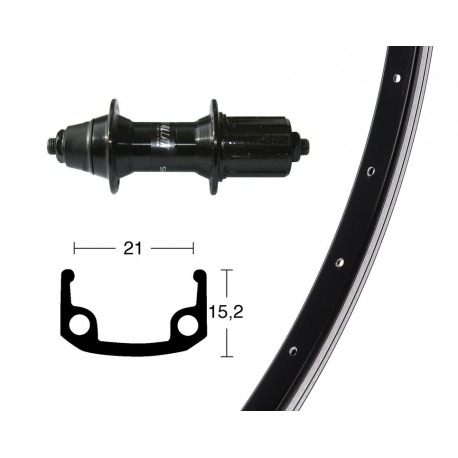 Roue arrière 26x1.75 T3000 cass.8/9-f blk 36L. Rayons Alu-SpoRueda Trasera blk./silv.Niro
