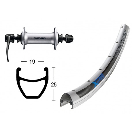 Roue avant 28x1.75 Acera T3000 silv.QR 36L Exal XP-19 rayons silv./elox.Niro