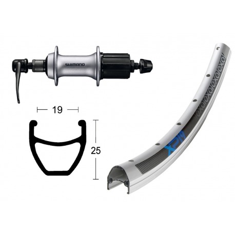 Roue arrière 28x1.75AceraT3000 cass.8 s.QR36L Exal XP-19 rayons silv./elox.Niro