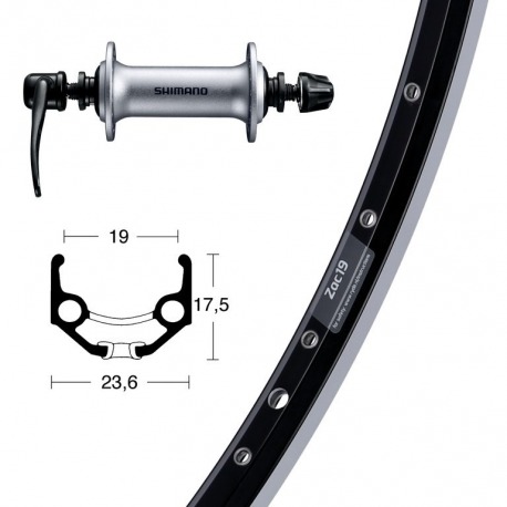 Roue avant 28x1.75 Acera T3000 silv.QR 36L Ryde Zac 19 blk/silv. Niro rayons