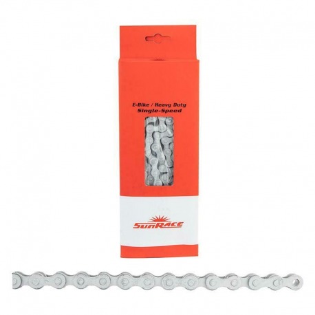 Chaîne monovitesse SunRace eBike 1/2'' x 1/8'', 136 maillons, argent