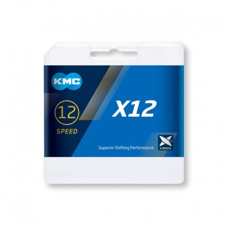 CHAINE KMC X12 128 MAILLONS 12V NOIR/ARGENT (50M)