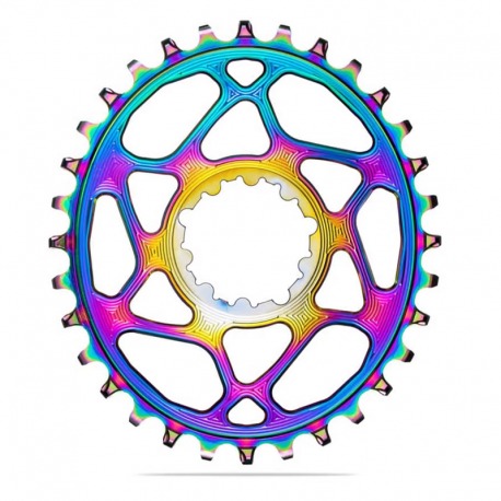 PLATEAU OVALE NOIR ABSOLU 28T DIRECT MOUNT 3mm OFFSET 148 BOST SRAM 1x10-12V RAINBOW ALUMINIUM