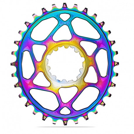 PLATEAU OVALE NOIR ABSOLU 34T DIRECT MOUNT 3mm OFFSET 148 BOST SRAM 1x10-12V RAINBOW ALUMINIUM