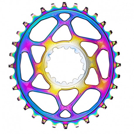 PLATEAU OVALE NOIR ABSOLU 36T DIRECT MOUNT 3mm OFFSET 148 BOST SRAM 1x10-12V RAINBOW ALUMINIUM