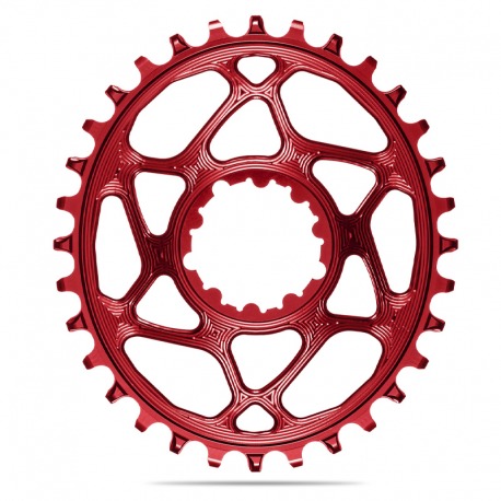PLATEAU OVALE NOIR ABSOLU 32T DIRECT MOUNT 6 mm OFFSET SRAM 1x10-12V ALUMINIUM ROUGE