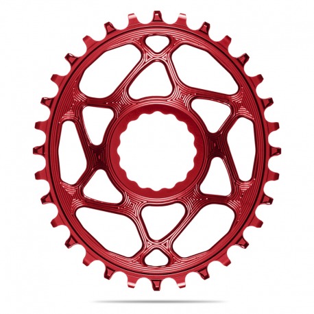 PLATEAU OVALE NOIR ABSOLU 34T DIRECT MOUNT 6 mm DECALAGE RACE-FACE 1x10-12V ALUMINIUM ROUGE