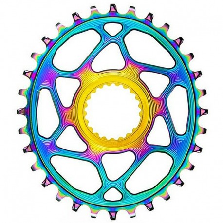 PLATEAU OVALE NOIR ABSOLU 30T DIRECT MOUNT CHAINE SHIMANO 1x12V HG+ ALUMINIUM RAINBOW