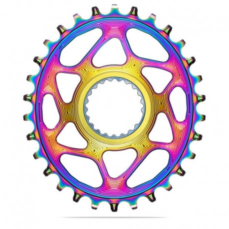 PLATEAU OVALE NOIR ABSOLU 32T DIRECT MOUNT CHAINE SHIMANO 1x12V HG+ ALUMINIUM RAINBOW