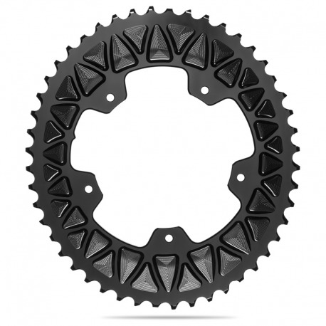 PLATEAU OVALE NOIR ABSOLU 48T 110BCD 5BR.SUBCOM.SHIMANO 2x10-12V ALUMINIUM NOIR