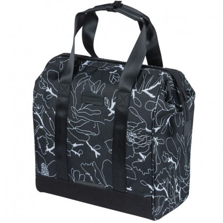 BASIL GRAND FLOWER HOOK-ON SAC 23L IMP.NOIR/BLANC