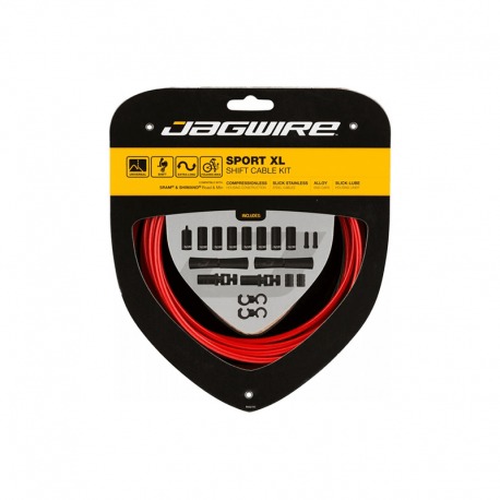 JAGWIRE SPORT XL KIT CÂBLE/GAINE DE DÉRAILLEUR AVANT/ARRIÈRE SRAM/SHIMANO/CAMPAGNOLO ROAD/MTB ROUGE