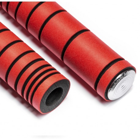 ENSEMBLE DE POIGNÉES ROUGES EN SILICONE À DOUBLE DENSITÉ NOIR ABSOLU
